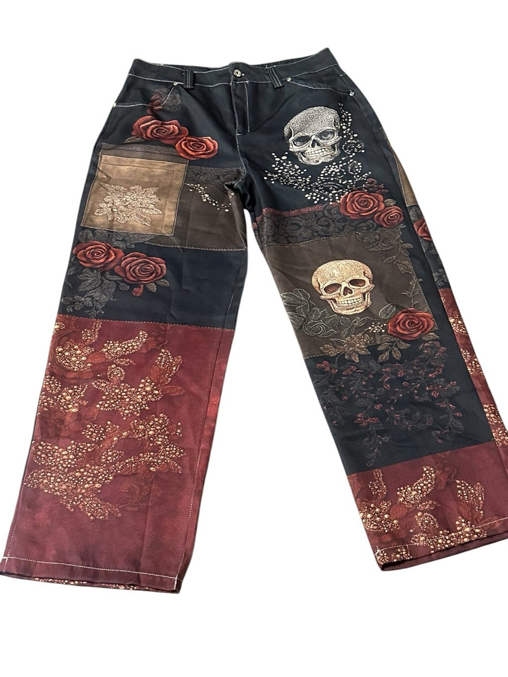 SHEIN Black & Burgundy Skull & Roses - Picture 6 of 16